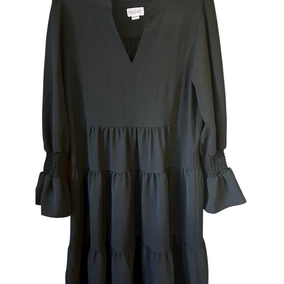 Top It Off Women’s Black Ruffled V-Neck Tiered Midi Dress Party Flirty Size M - Picture 7 of 12
